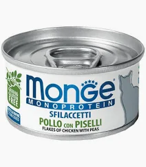 MONGE CAT UMIDO LATTINA SFILACETTI MONOPROTEICO POLLO E PISELLI GR 80