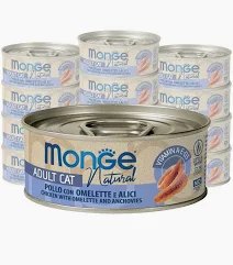 MONGE CAT UMIDO LATTINA DELICATE POLLO OMELETTE ALICI GR 80