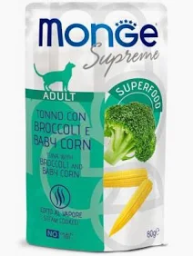 MONGE CAT UMIDO BUSTA ADULT SUPREME TONNO BROCCOLI GR 80