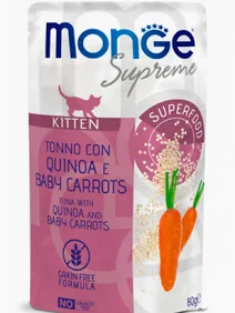 MONGE SUPREME BUSTA KITTEN TONNO QUINOA CAROTE GR 80