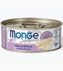 MONGE CAT UMIDO LATTINA SUPREME STERILIZED TONNO SPIGOLA GR 80