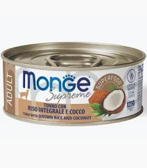 MONGE CAT UMIDO LATTINA SUPREME ADULT TONNO RISO COCCO GR 80