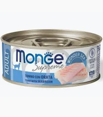 MONGE CAT UMIDO LATTINA SUPREME ADULT TONNO ORATA GR 80