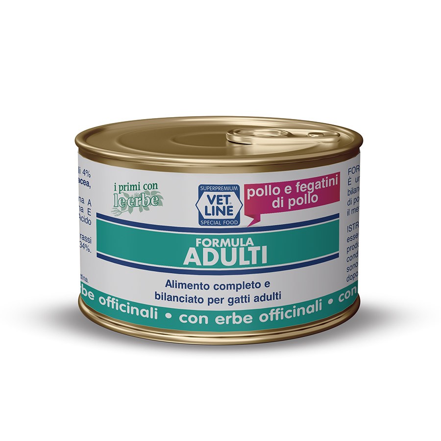 VET LINE CAT UMIDO LATTINA PATE’ ADULT POLLO E FEGATO GR 85