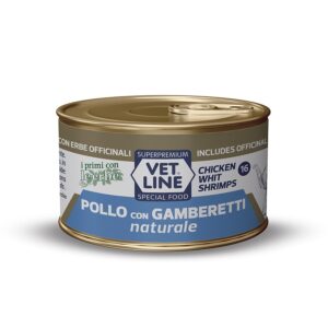 pollo-con-gamberetti-naturale-24-pezzi-x-70gr VET LINE CAT UMIDO LATTINA NATURALE IN SALSA AL POLLO E GAMBERETTI GR 70