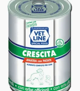 VET LINE DOG UMIDO LATTINA CRESCITA ANATRA GR 400