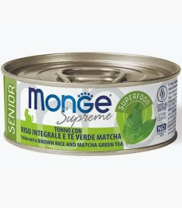 MONGE CAT UMIDO LATTINA SUPREME SENIOR TONNO TE’ MATCHA GR 80
