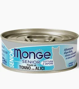 MONGE CAT UMIDO LATTINA JELLY SENIOR TONNO ALICI GR 80