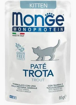 MONGE CAT UMIDO BUSTA MONOPROTEICO KITTEN TROTA GR 85
