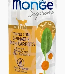 MONGE CAT UMIDO BUSTA KITTEN SUPREME TONNO SPINACI GR 80