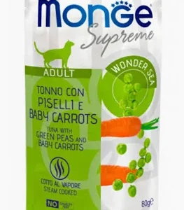 MONGE CAT UMIDO BUSTA KITTEN SUPREME TONNO PISELLI CAROTE GR 80
