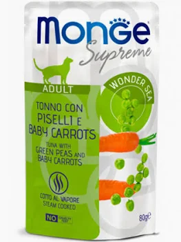 MONGE CAT UMIDO BUSTA KITTEN SUPREME TONNO PISELLI CAROTE GR 80
