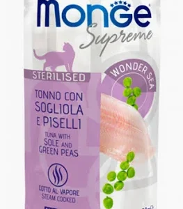 MONGE SUPREME BUSTA STERILIZED TONNO SOGLIOLA PISELLI GR 80