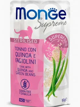 MONGE SUPREME BUSTA STERILIZED TONNO QUINOA FAGIOLI GR 80