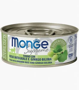 MONGE CAT UMIDO LATTINA SUPREME STERILIZED TONNO RISO GINKO GR 80