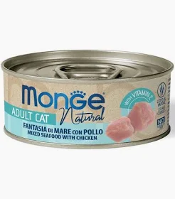 MONGE CAT UMIDO LATTINA NATURAL FANTASIA MARE POLLO GR 80