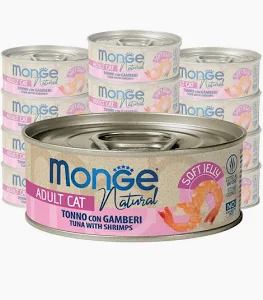 MONGE CAT UMIDO LATTINA JELLY TONNO GAMBERETTI GR 80
