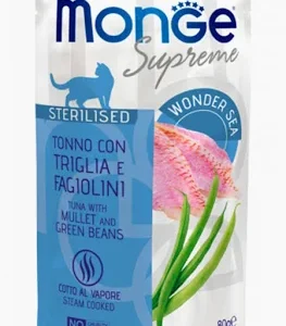 MONGE CAT UMIDO BUSTA SUPREME STERILIZED TONNO TRIGLIA FAGIOLI GR 80