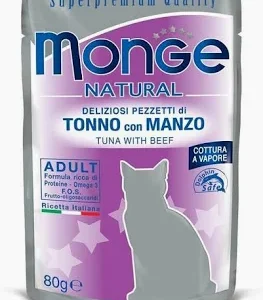 MONGE CAT UMIDO BUSTA NATURAL TONNO MANZO GR 80
