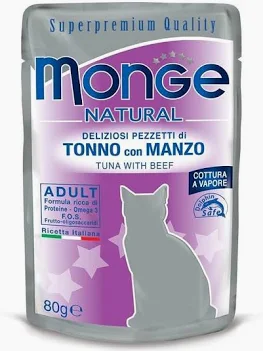 MONGE CAT UMIDO BUSTA NATURAL TONNO MANZO GR 80