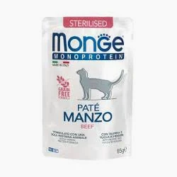 MONGE CAT UMIDO BUSTA MONOPROTEICO STERILIZED MANZO GR 85