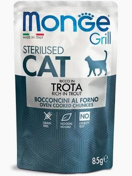 MONGE CAT UMIDO BUSTA GRILL STERILIZED TROTA GR 85