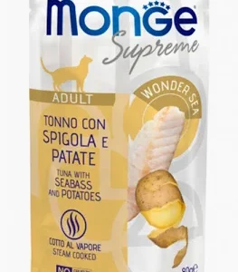 MONGE CAT UMIDO BUSTA ADULT SUPREME TONNO SPIGOLA PATATE GR 80