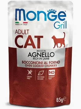 MONGE CAT UMIDO BUSTA GRILL ADULT AGNELLO GR 85