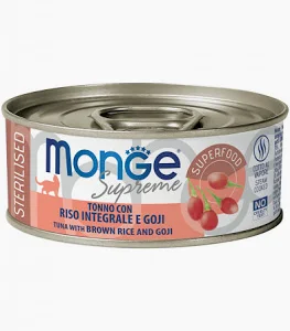 MONGE CAT LATTINA SUPREME STERILIZED TONNO RISO GOJI GR 80