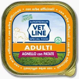 VET LINE DOG UMIDO VASCHETTA ADULT PATE' AGNELLO GR 150