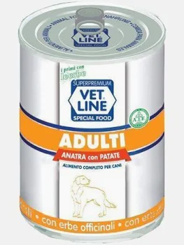 VET LINE DOG UMIDO LATTINA ADULT PATE' ANATRA GR 400