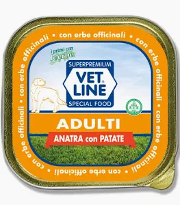 VET LINE DOG UMIDO VASCHETTA SALUTE ADULT PATE' ANATRA GR 150
