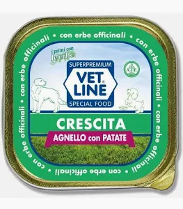 VET LINE DOG UMIDO VASCHETTA CRESCITA PATE' AGNELLO GR 150