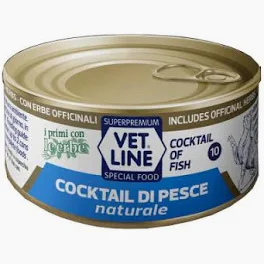 shopping VET LINE CAT UMIDO LATTINA NATURALE COCKTAIL DI PESCE GR 70