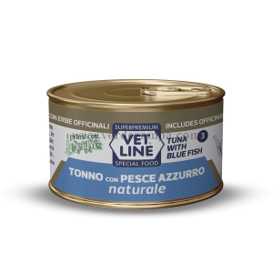 VET LINE CAT UMIDO LATTINA NATURALE AL TONNO E PESCE AZZURRO GR 70